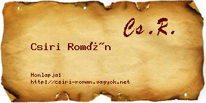 Csiri Román névjegykártya